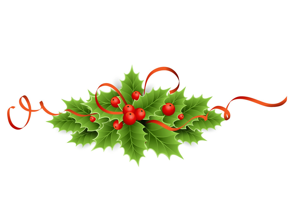 christmas holly with red ribbon
