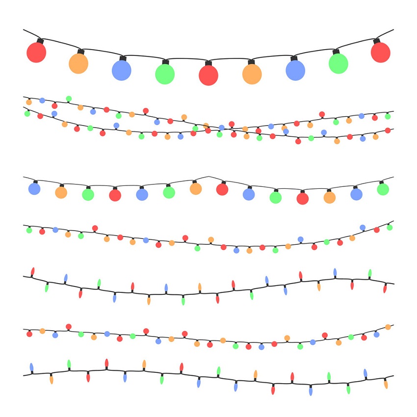 collection of christmas lights string