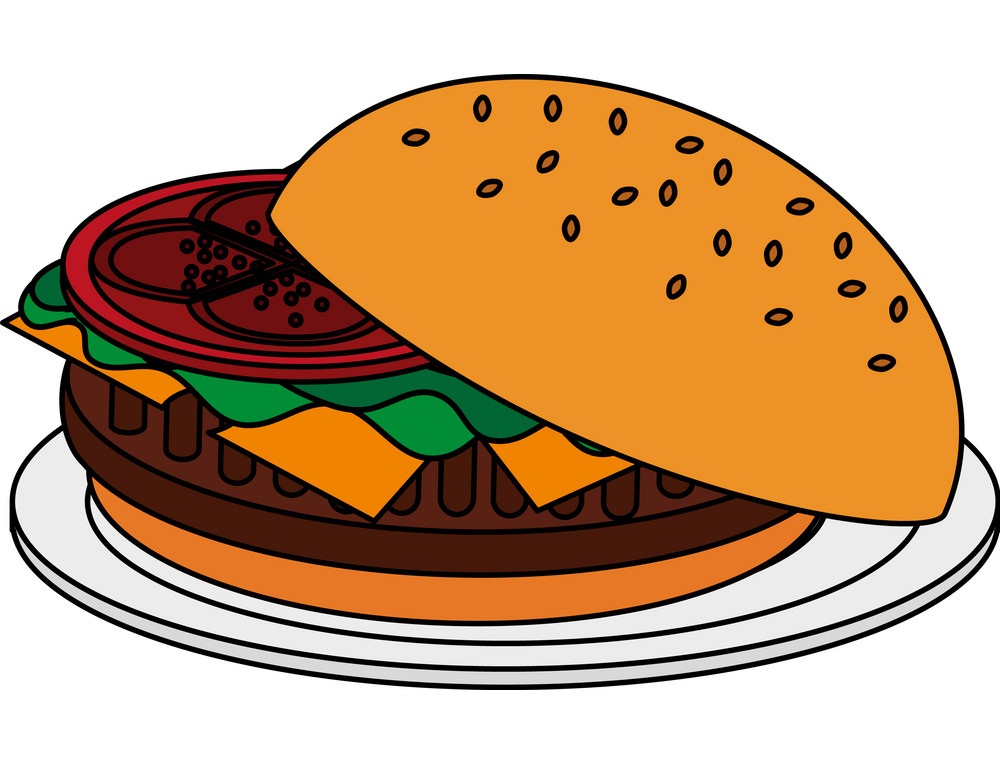 color-image-cartoon-hamburger-in-dish-fast-food-vector-14852563