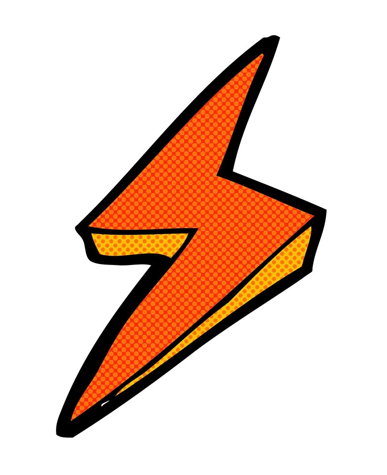 comic orange lightning bolt