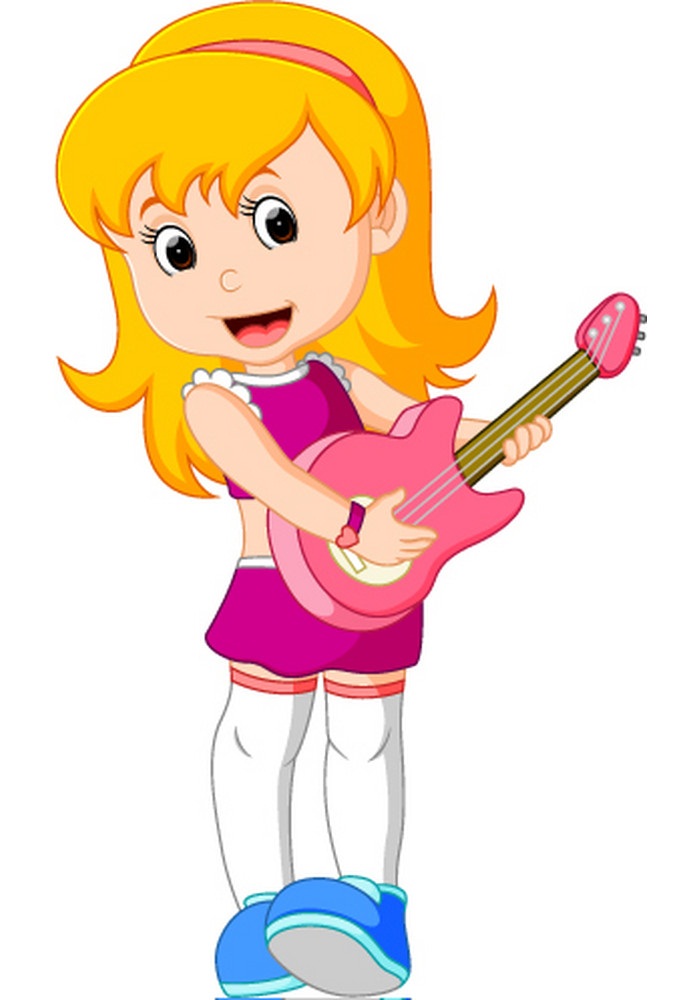 cool rock star girl playing guitar