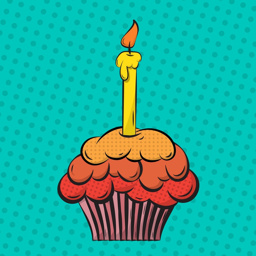 cupcake with a candle pop art