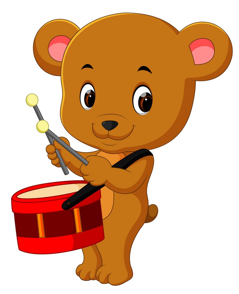 cute bear playing drum