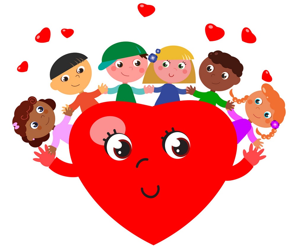 cute heart with children