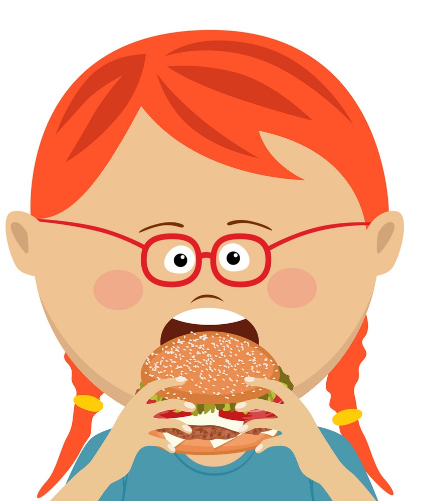 cute-little-girl-eating-a-hamburger-vector-18847519