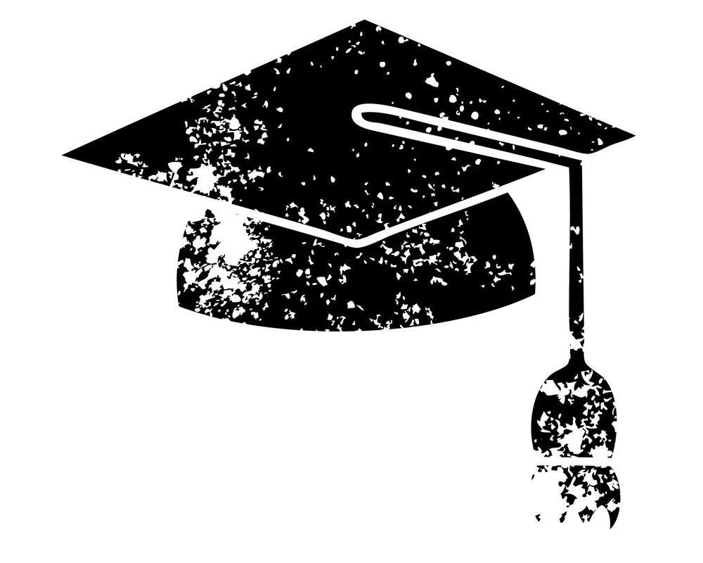 distressed symbol graduation cap
