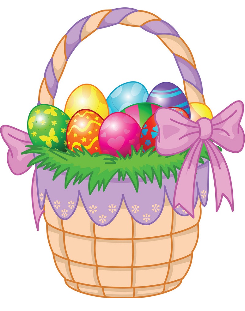 Easter Basket with Colorful Eggs