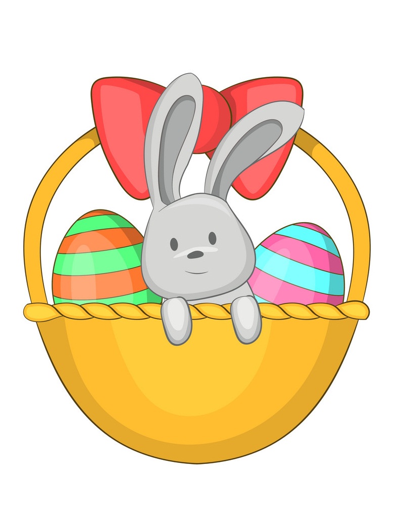 Easter Bunny in Basket of Eggs