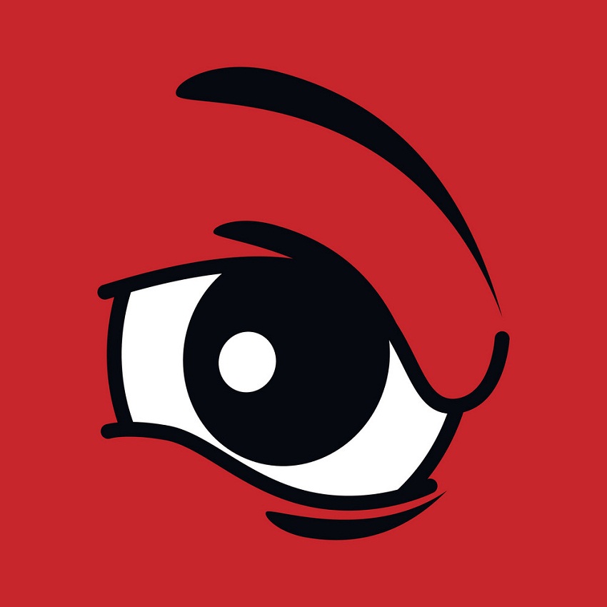 eye on red background