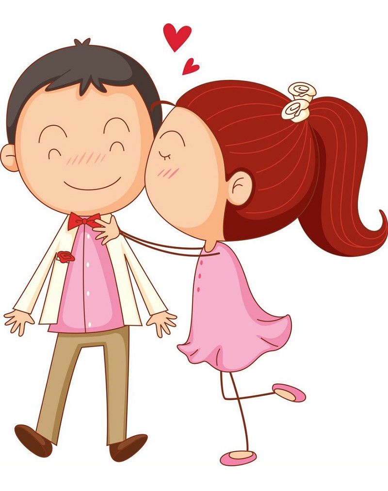 girl kisses boy in valentines day