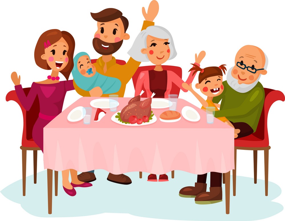 family on thanksgiving dinner