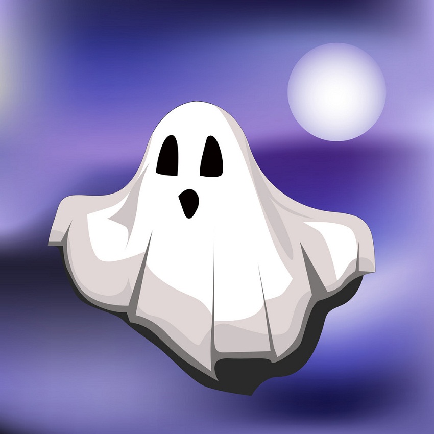 flying ghost and moon