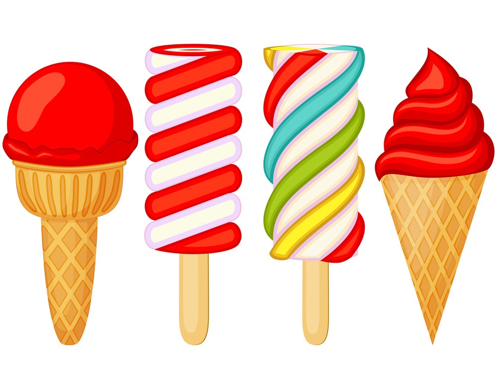 four colorful ice cream