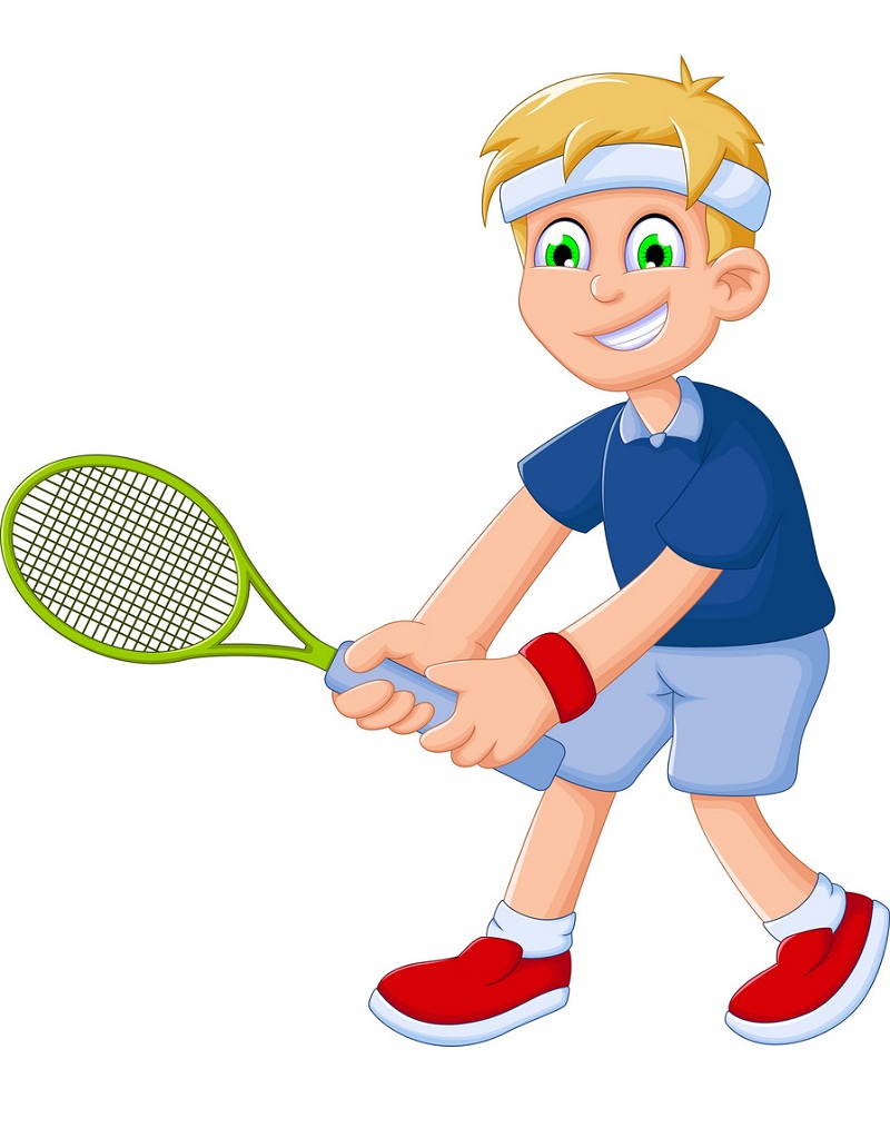 funny boy playing tennis