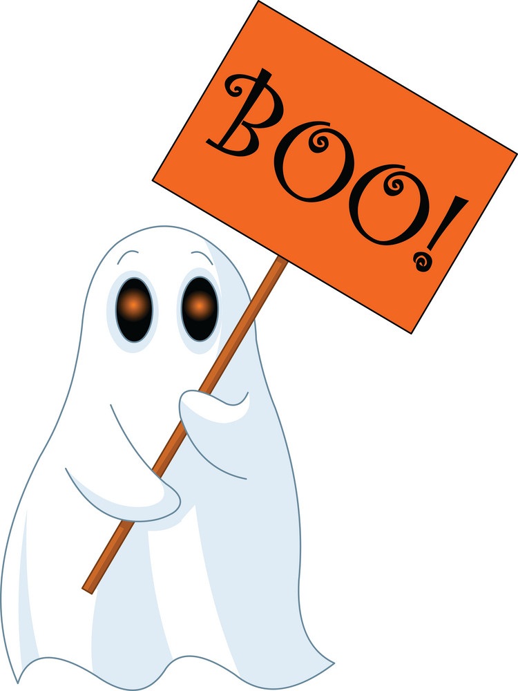 ghost holding a board