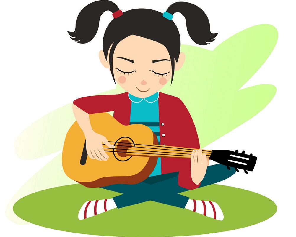 girl plays guitar