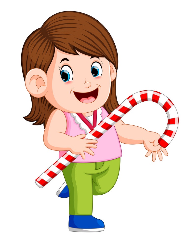 girl with big candy cane