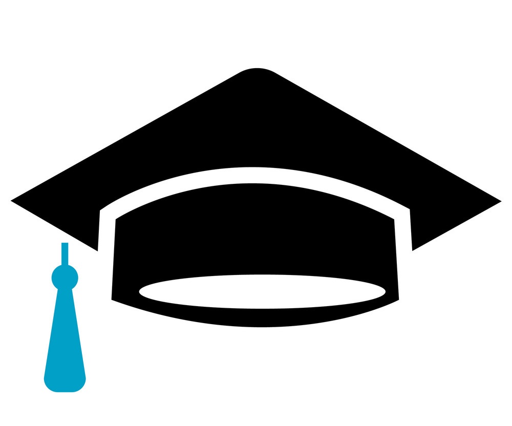 graduation cap with blue tassel