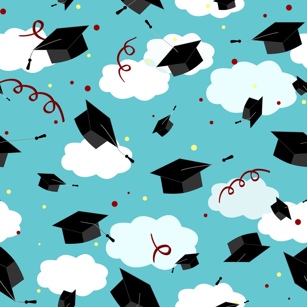 graduates hats in the sky