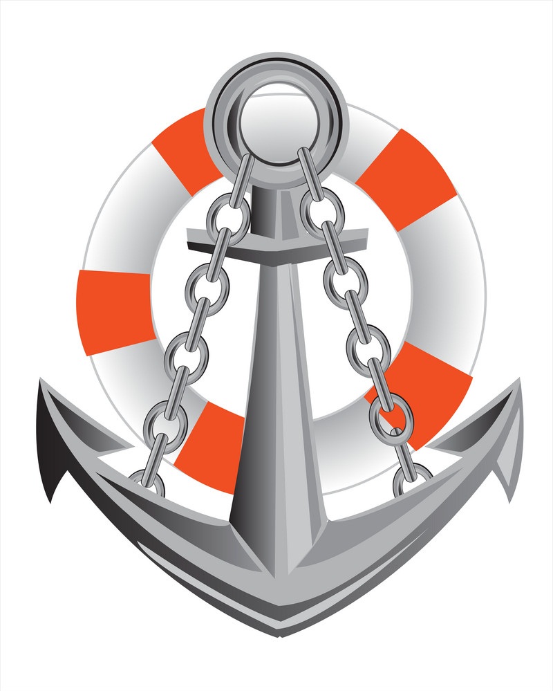 grey anchor with buoy