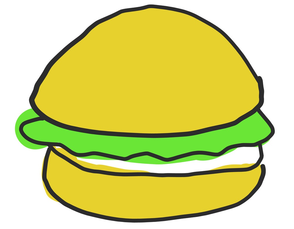 Hamburger simple illustration on white background