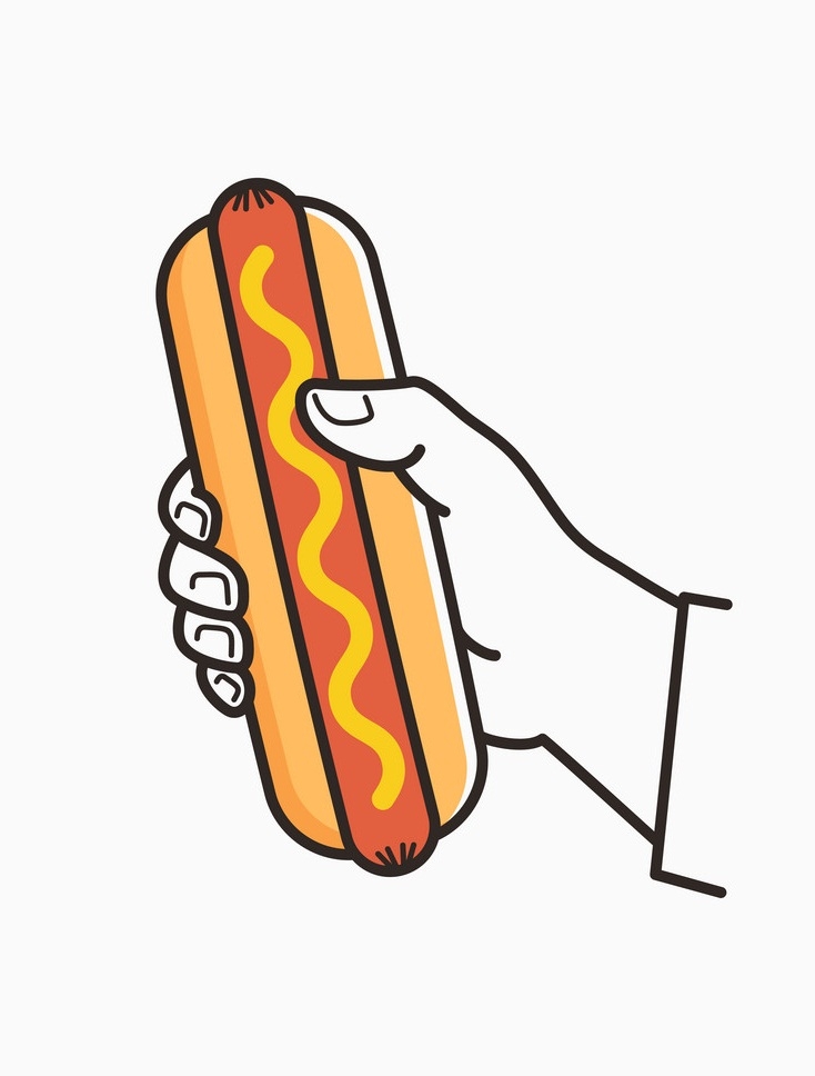 hand holding hot dog