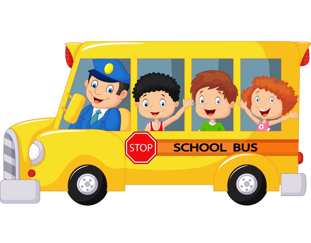 happy children on school bus