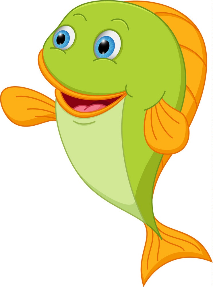 happy fish cartoon presenting