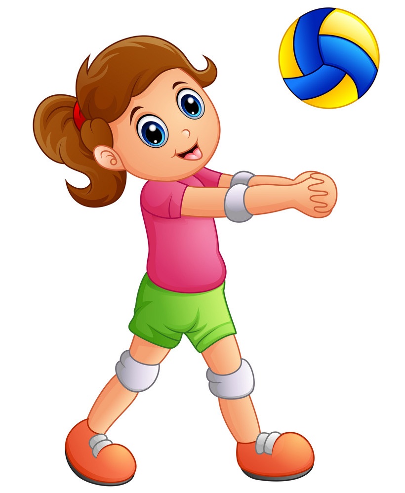 happy girl playing volleyball