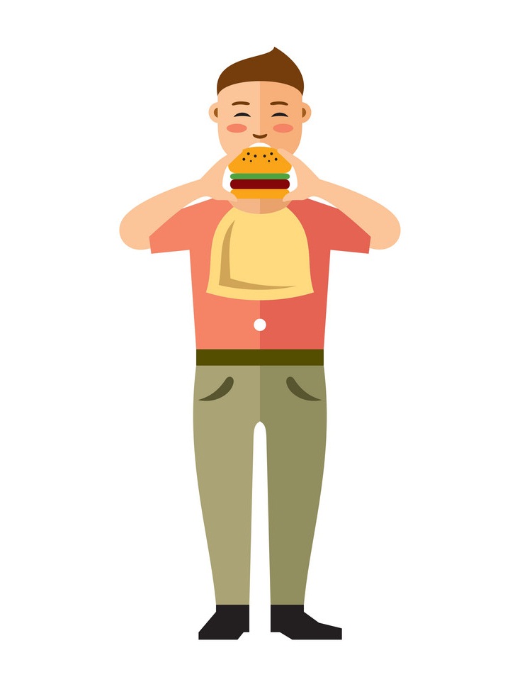 happy-hipster-man-with-hamburger-flat-vector