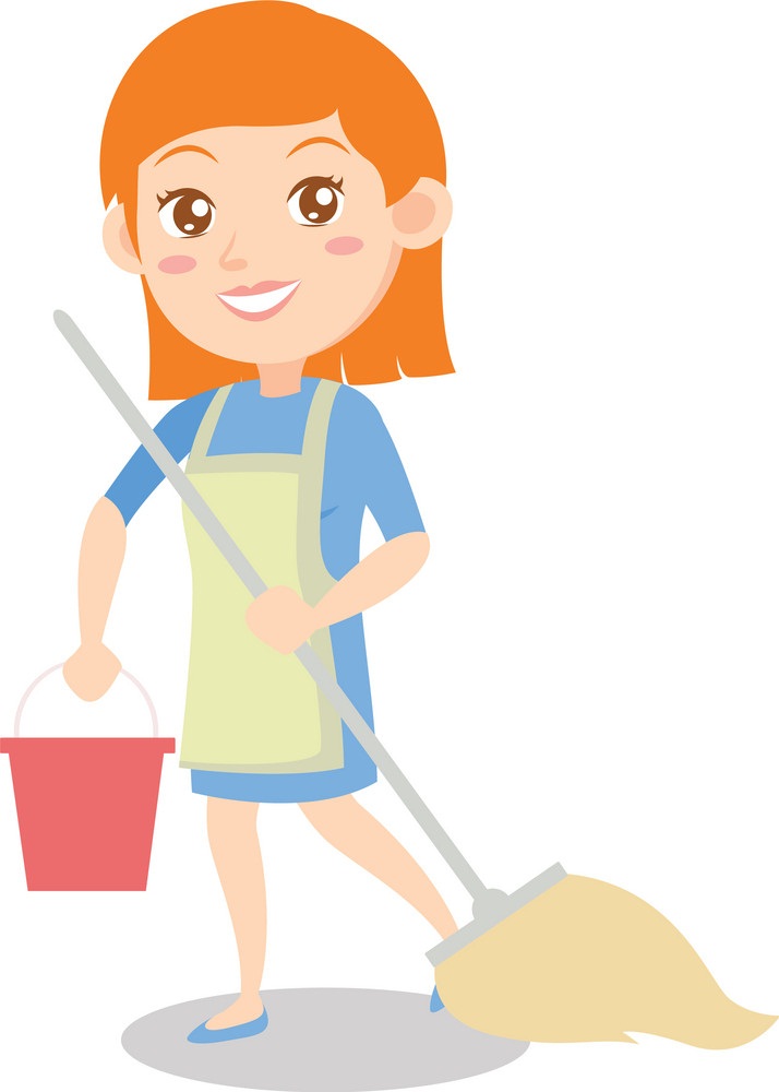 housewife cleaning house