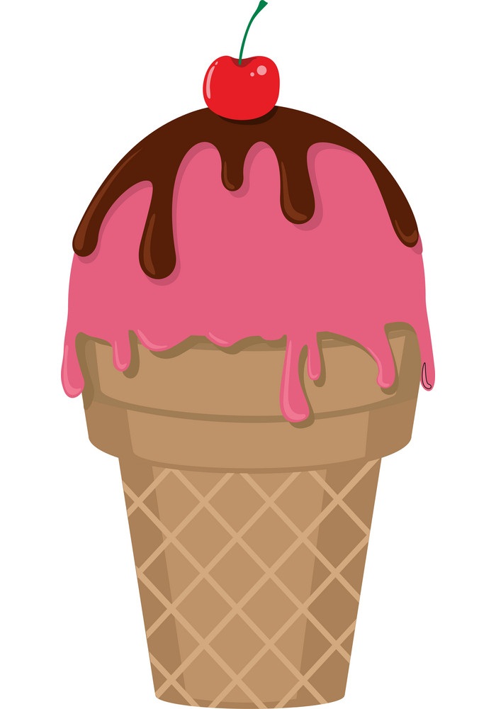 ice cream cone with chery topping