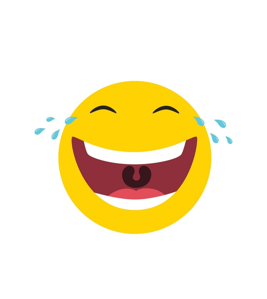 Laughing emoticon with tears of joy. Vector illustration.