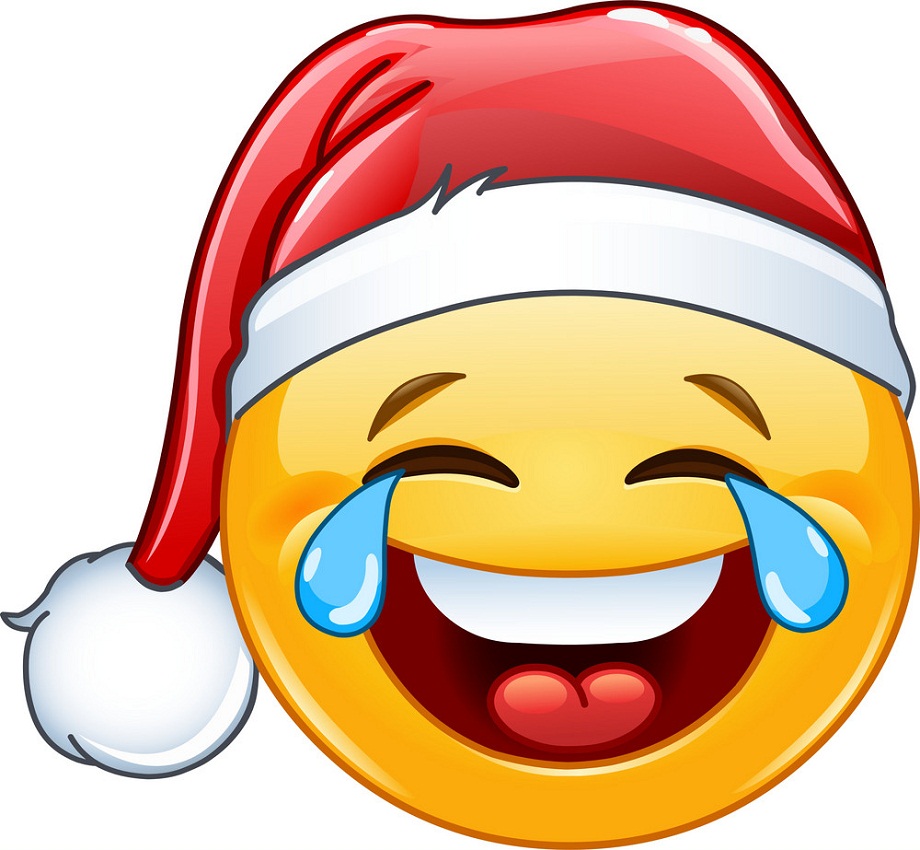 joy emoji laughing to tears with santa hat