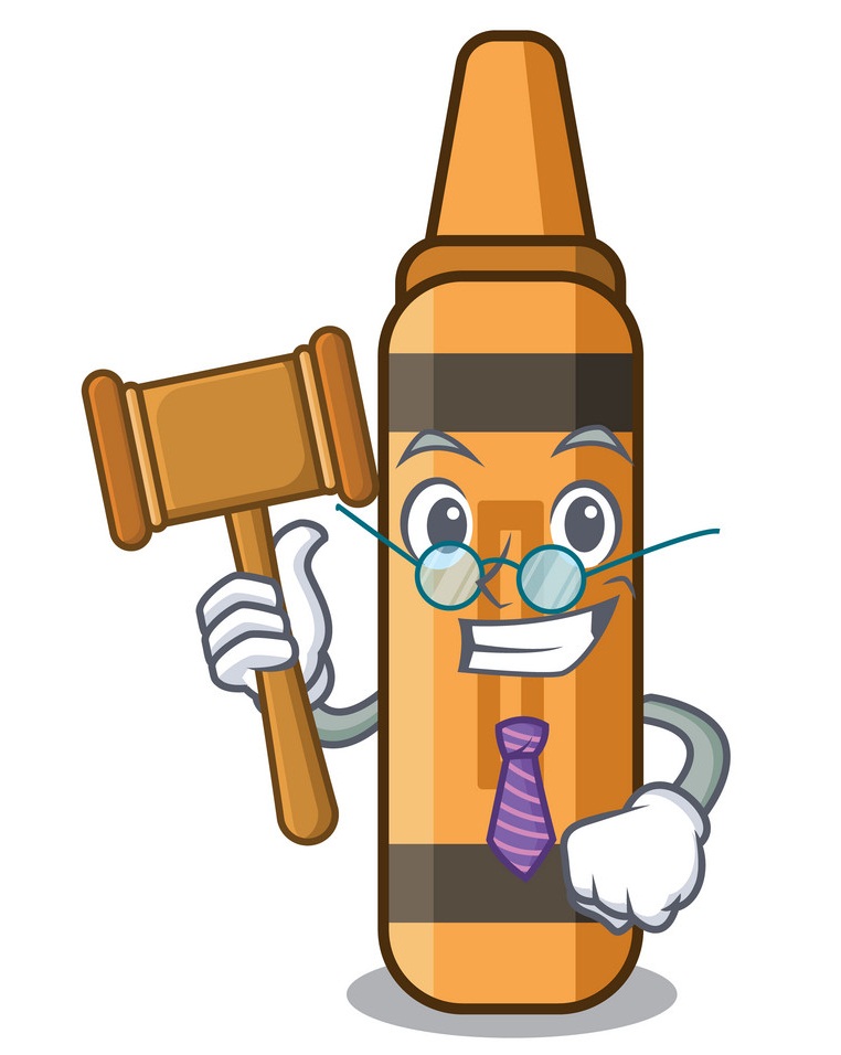 judge orange crayon