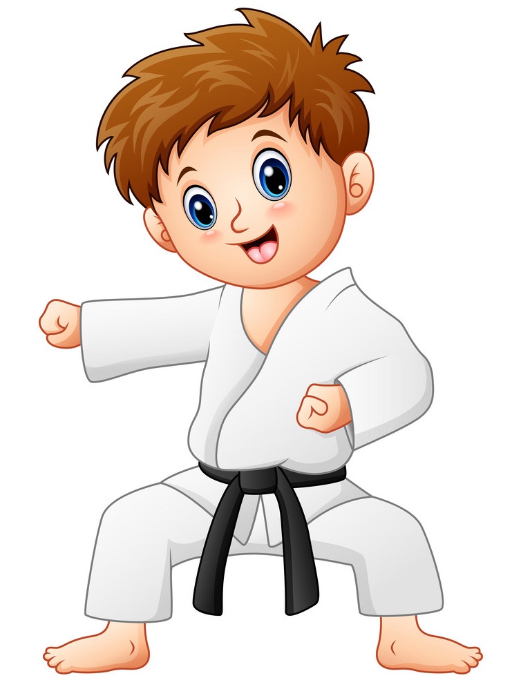 karate black belt boy fighting pose