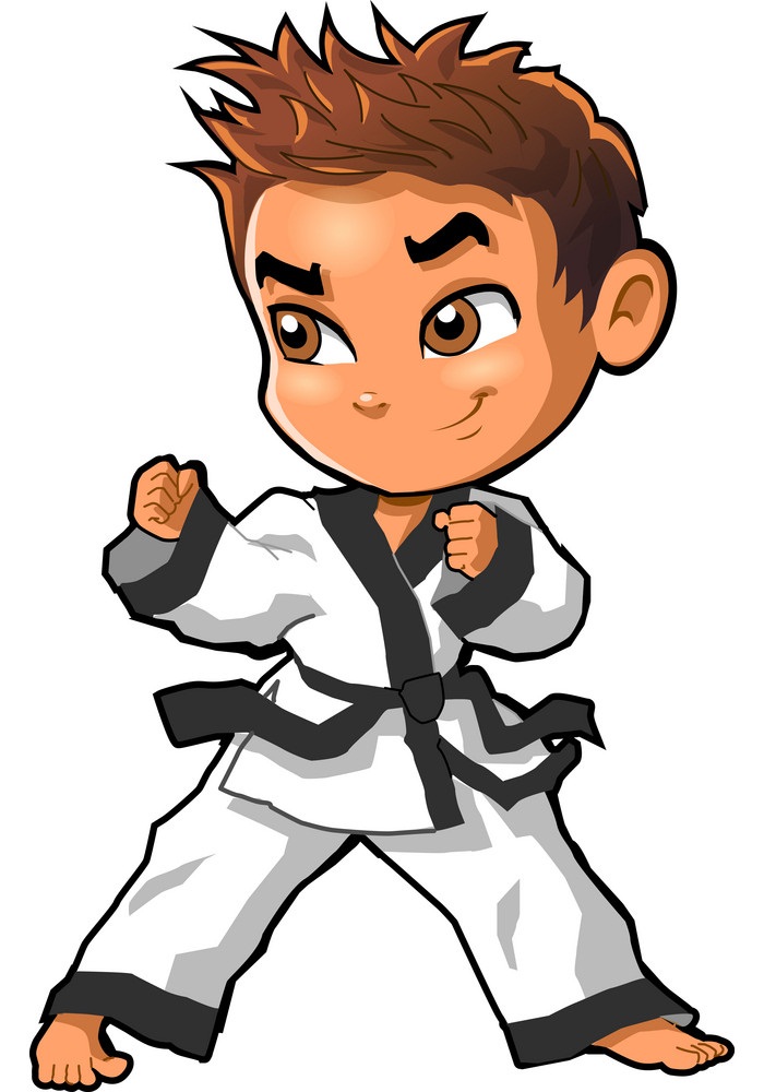 Karate martial arts tae kwon do dojo vector clipart cartoon Boy