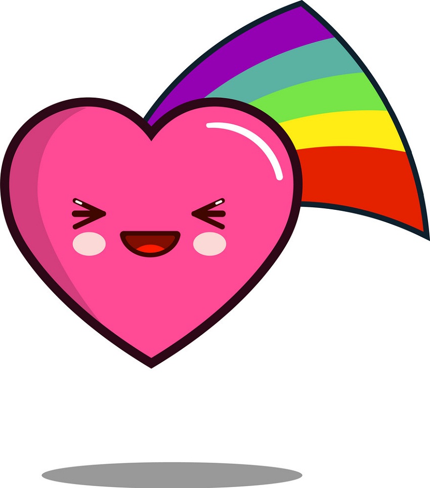 kawaii rainbow heart