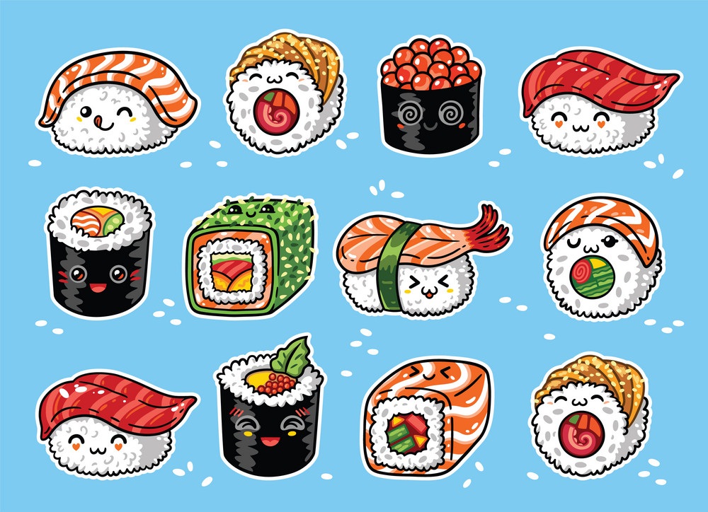 kawaii rolls and sushi