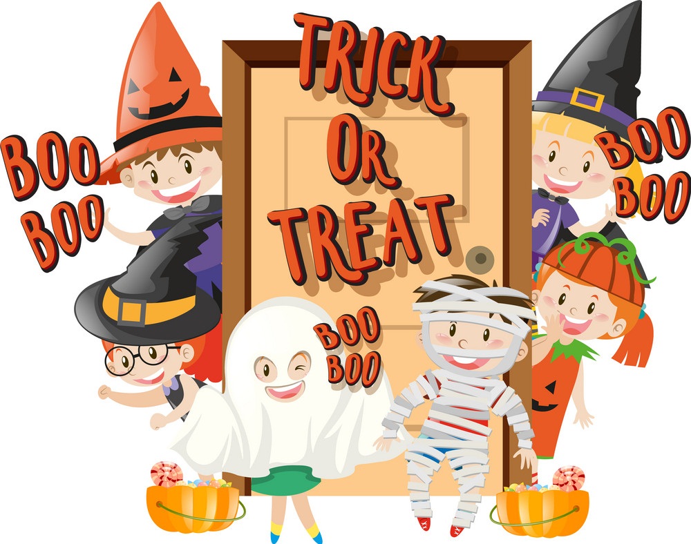 kids playing trick or treat