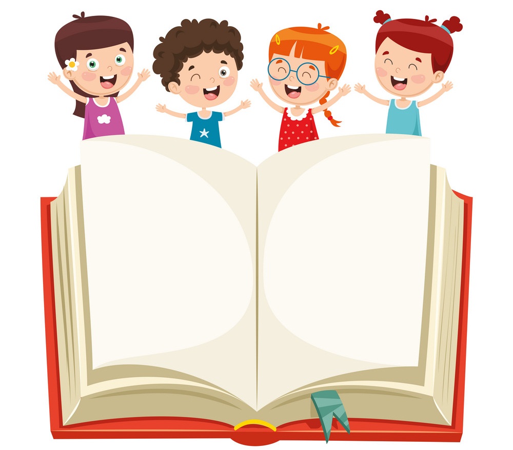 kids showing open book