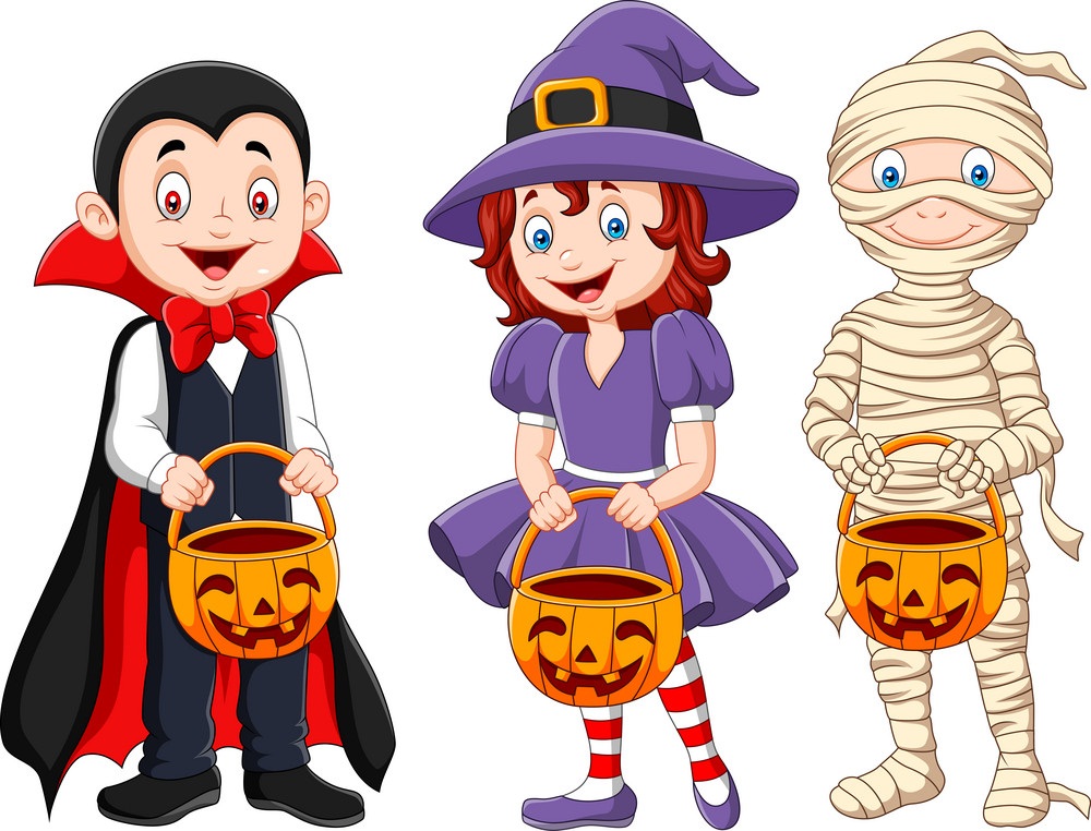 kids with halloween costume