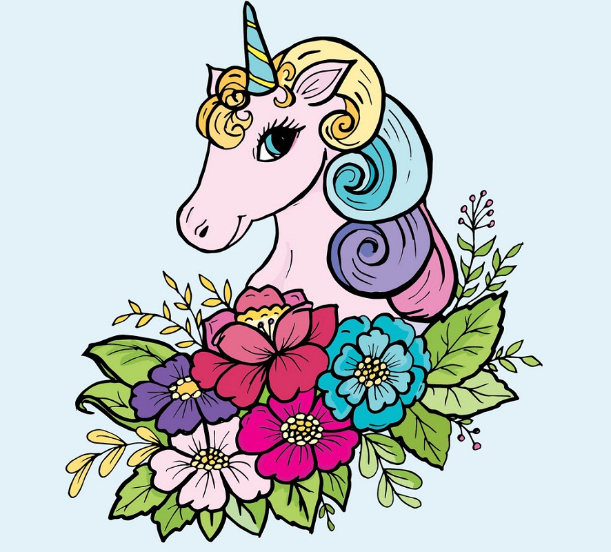 lady unicorn with flowers