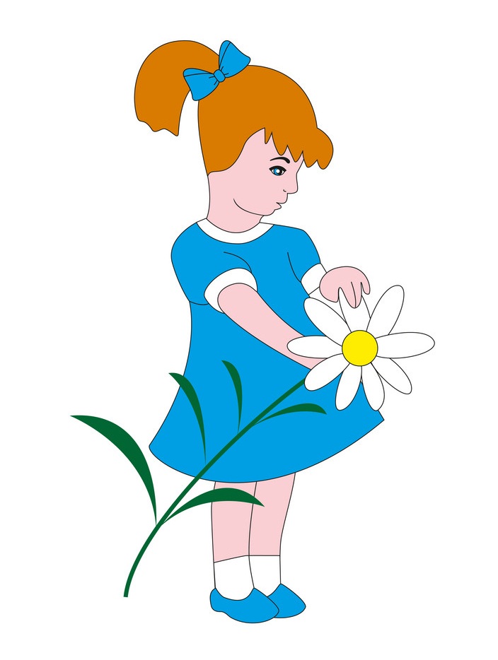 little girl with daisy