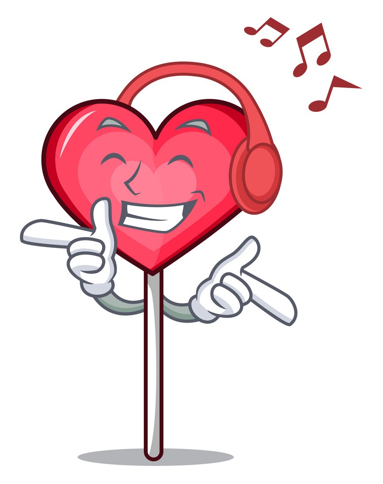 lollipop heart listening to music