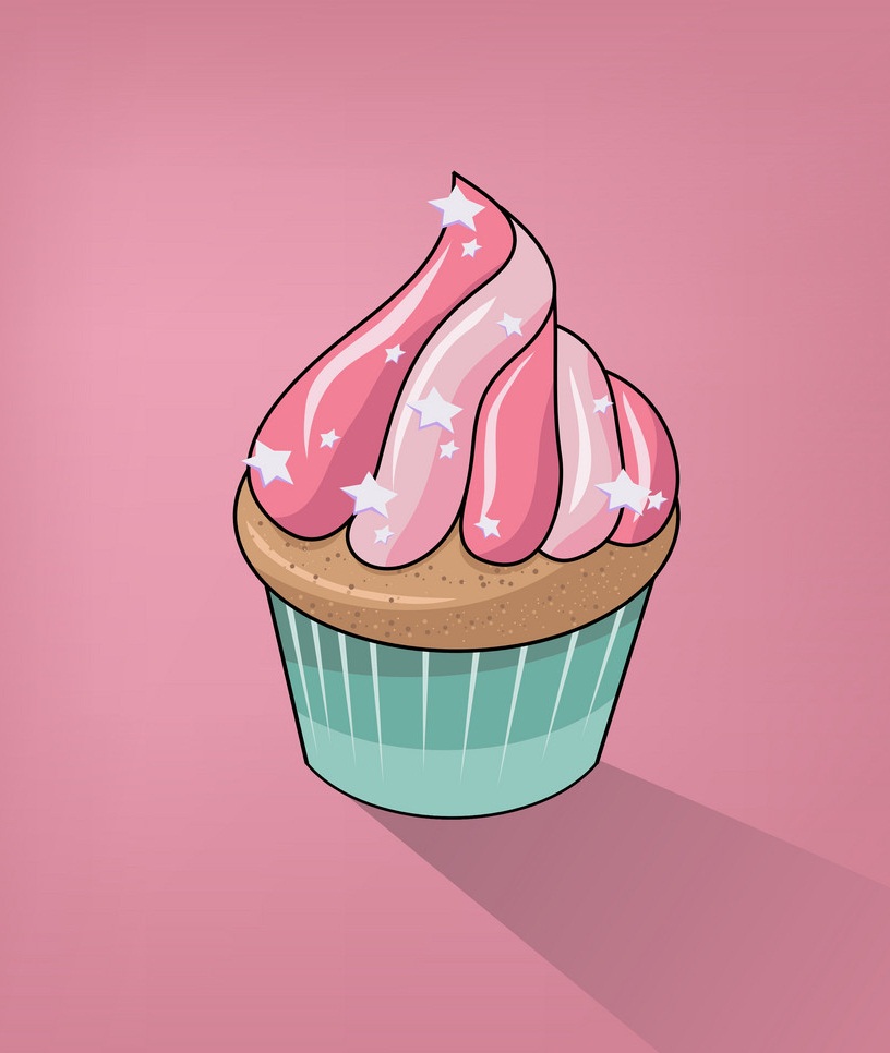 lovely cupcake on pink background