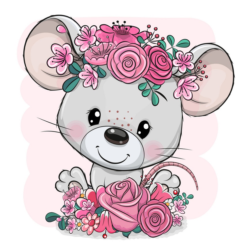 lovely mouse with flowers