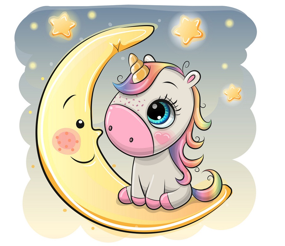 lovely unicorn and moon