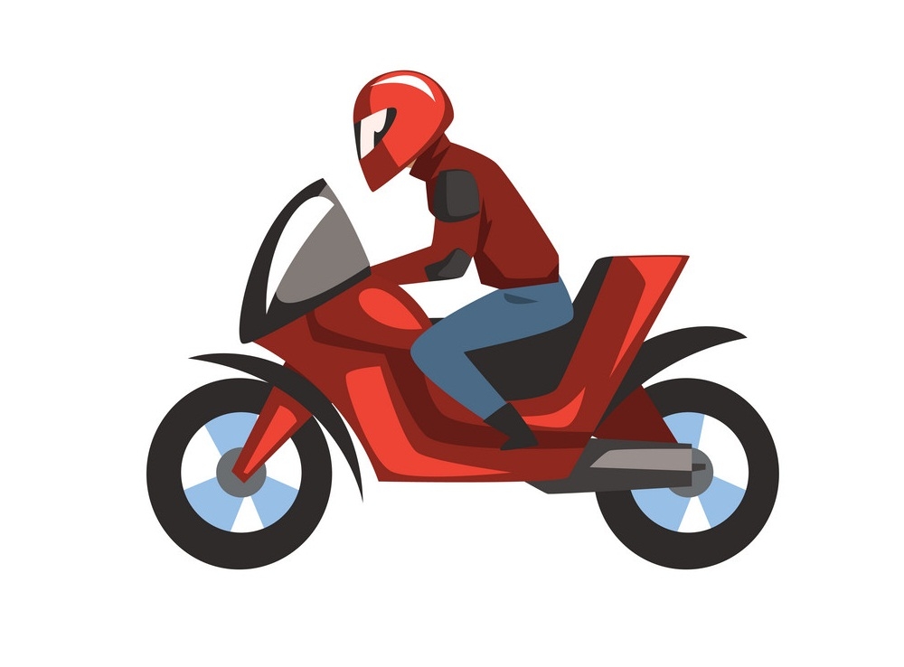 Man in red helmet riding motorcycle vector Illustration on a white background