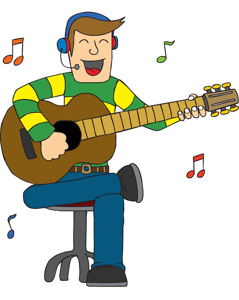 man singing with guitar